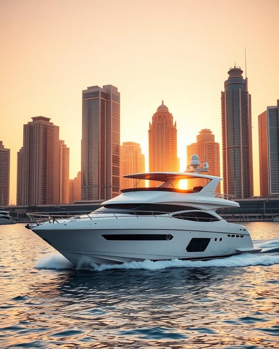 Private Sunset Yacht Charter (2 hours) in Dubai Marina, Dubai